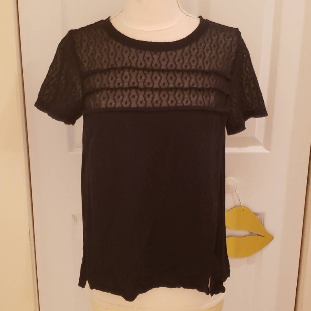 Marc by Marc Jacobs Addy Lace Mix Ruffle Tee Shirt